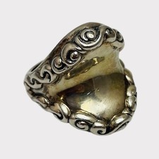 Carolyn Pollack Sterling Silver Filigree Border Smooth Center Ring Sz 7.25 - .38