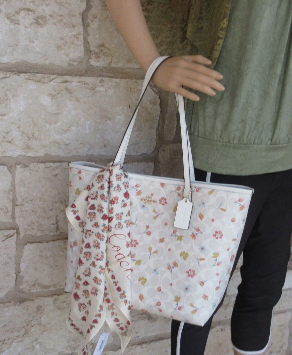 NEW Coach Signature Mystical Floral Chalk Options: Tote, Wallet