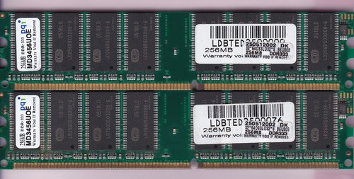 512MB 2x256MB PC-2700 PQI MD3456UOE DDR-333 DDR1 DESKTOP Ram Memory Kit DIMM