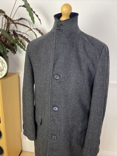 BARBOUR Tweed Herringbone Covert Charcoal ‘Edward’ Overcoat Jacket Coat (42) - Picture 11 of 17