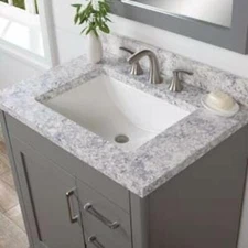 31 in. W x 22 in. D Cultured Marble White Rectangular Single Sink Vanity Top in