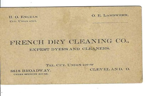 Af 155 Oh Cleveland French Dry Cleaning Engels Landwehr Vintage Business Card Ebay