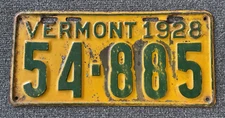 1928 All Original Paint VERMONT License Plate HARD TO FIND