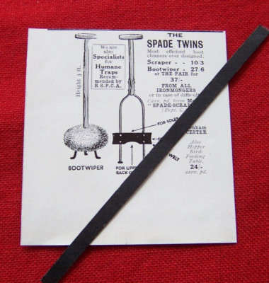 GARTENSTIEFEL SCHUHKRATZER 1938 ORIGINAL VINTAGE WERBUNG WAPPENHAM TOWCESTER
