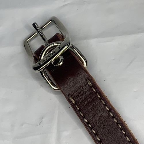 Cerchio T Collare per Cani in Pelle Marrone Morbido 19" Fibbia Resistente M-L Cane - Foto 8 di 9