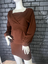 SIZE 4 WOMENS SOFT STRETCH BROWN 2 PIECE CASUAL PENSIL DRESS