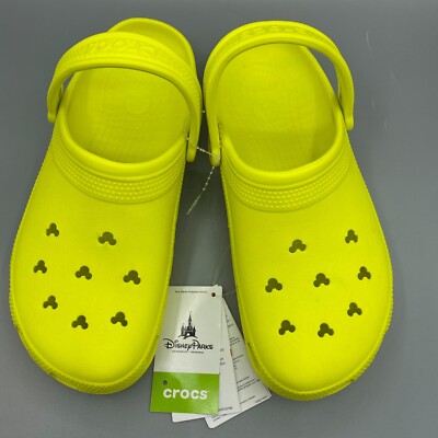 neon yellow disney crocs