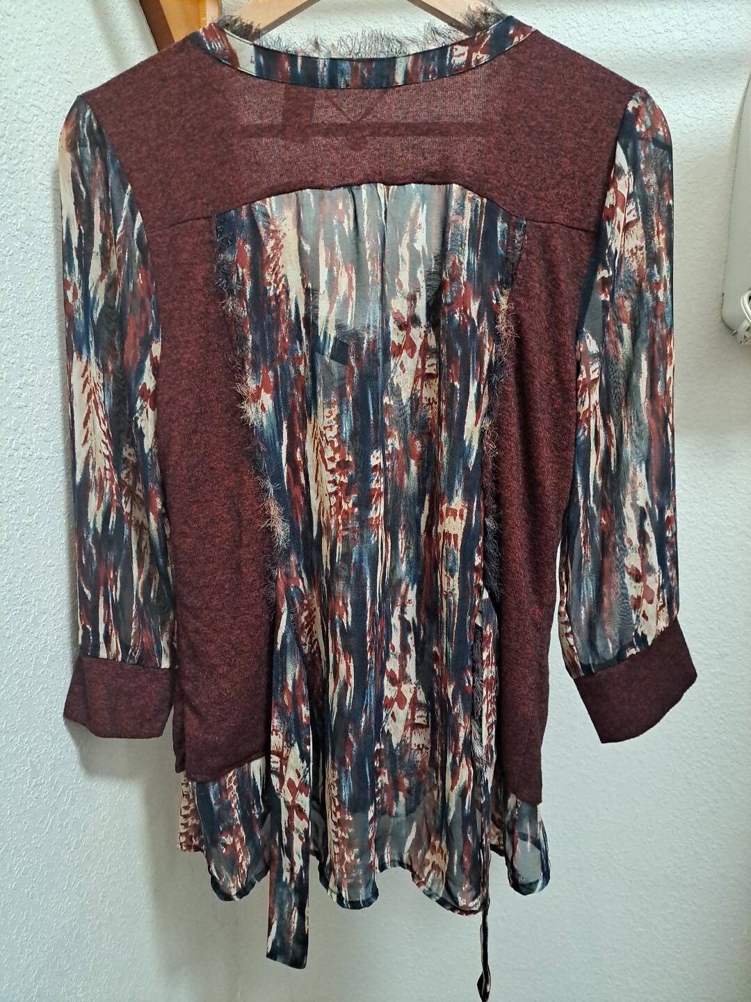 BKE Boutique Maroon Boho Button Down Top Size Lar… - image 12