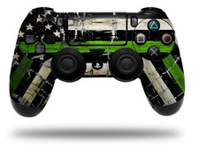 Skin Playstation 4 Sony PS4 Controller Painted Cracked Green Line American Flag