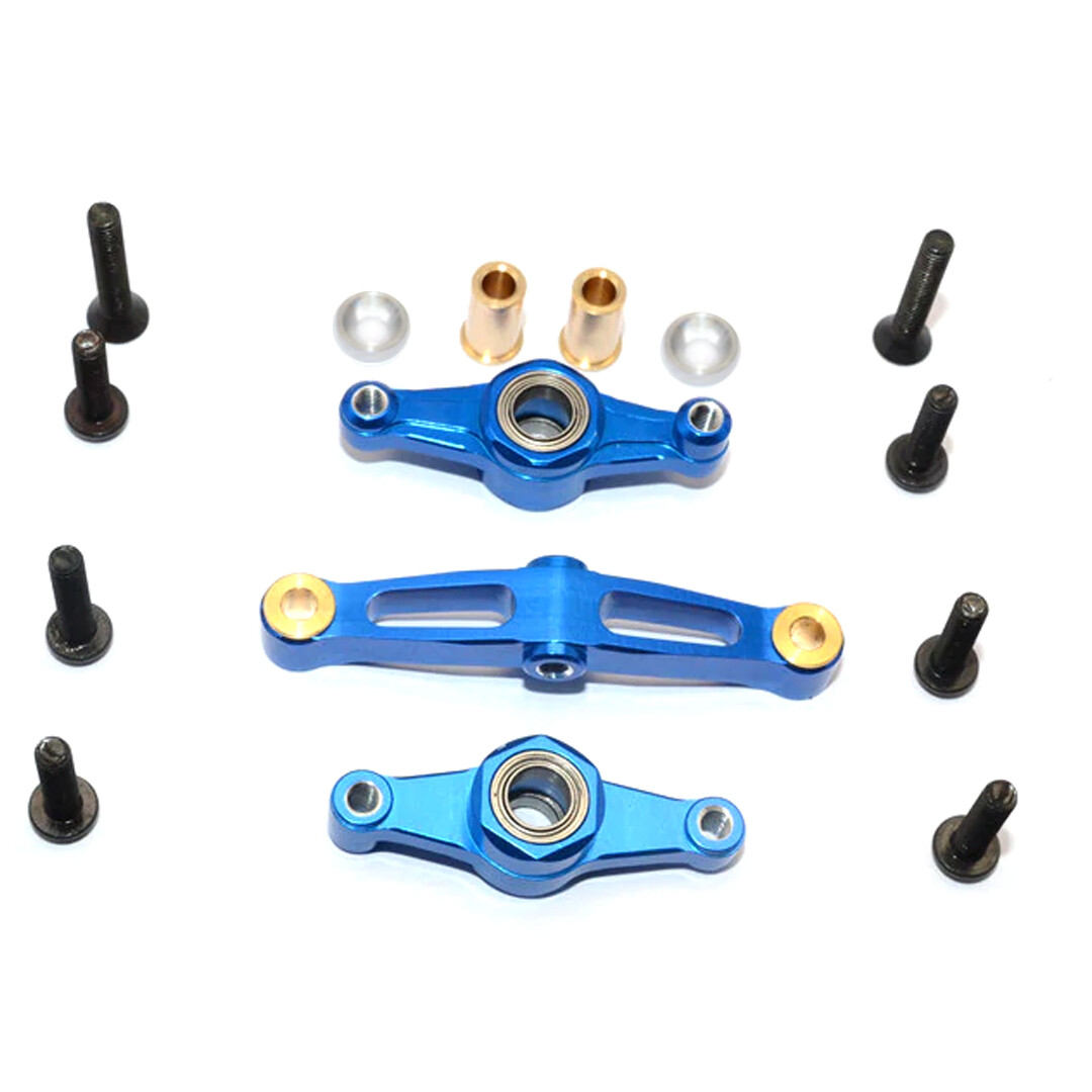 NEW GPM Alum Steering Assembly w/Bearing Blue Tamiya TT-02