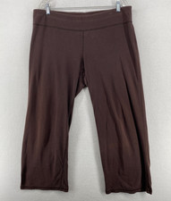 EILEEN FISHER Pants L Stretch Organic Cotton Jersey Straight Ankle Brown USA