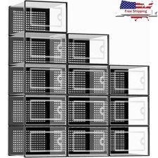 Stackable Shoe Storage Boxes Dustproof Organizer Multi-Layer ABS Transparent New