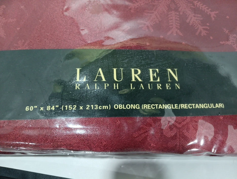 Lauren Ralph Lauren Ralph Lauren Home Christmas Tablecloth Red Snowflakes 60x84 - Image 3 of 4