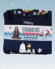 Peanuts Women's 2 Piece Fleece Sleepwear Pajama Set Sz L 12-14 Long Sleeve Top
