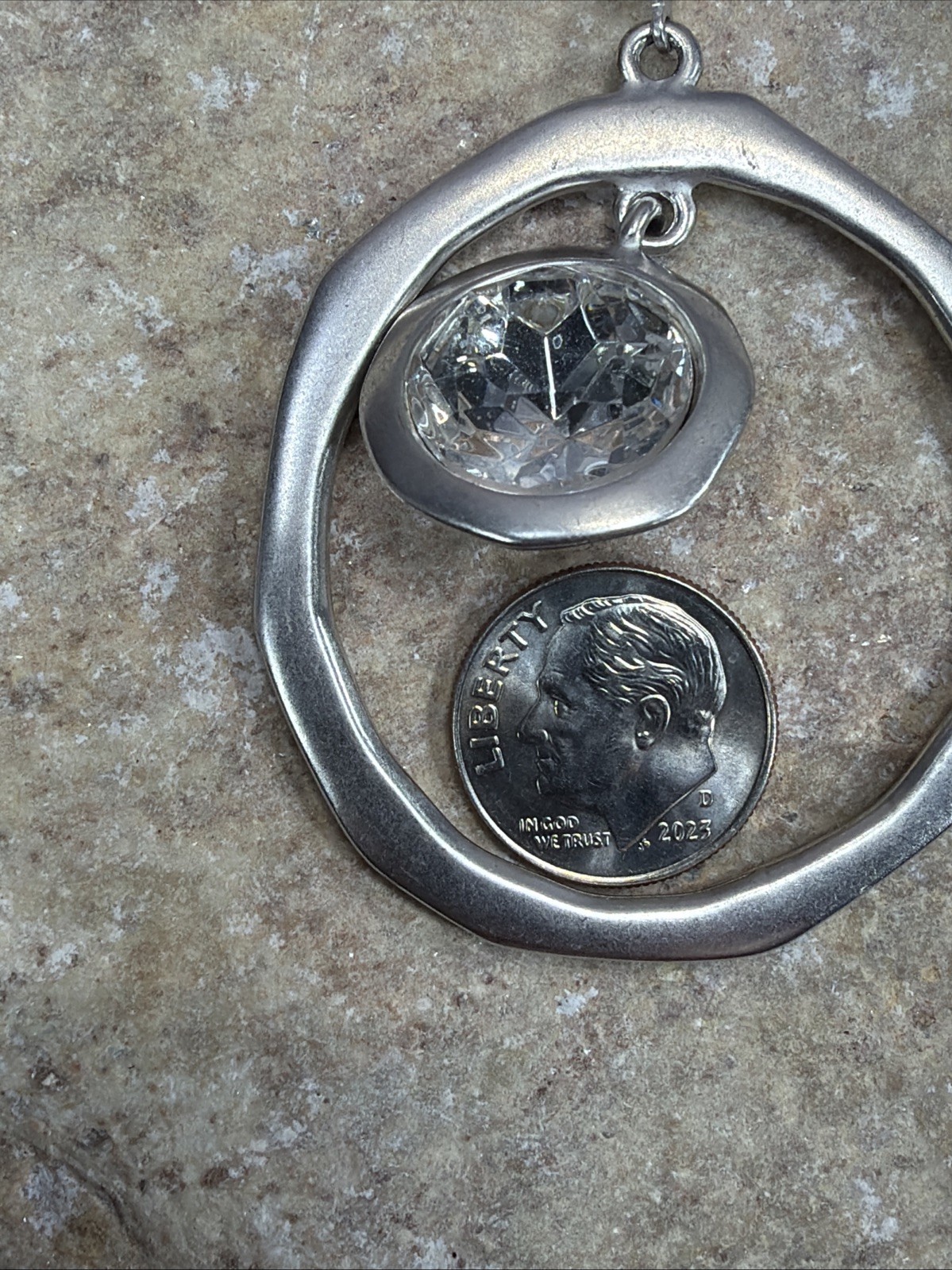 Kenneth Jay Lane KJL Silvertone Ringstone Hammere… - image 7