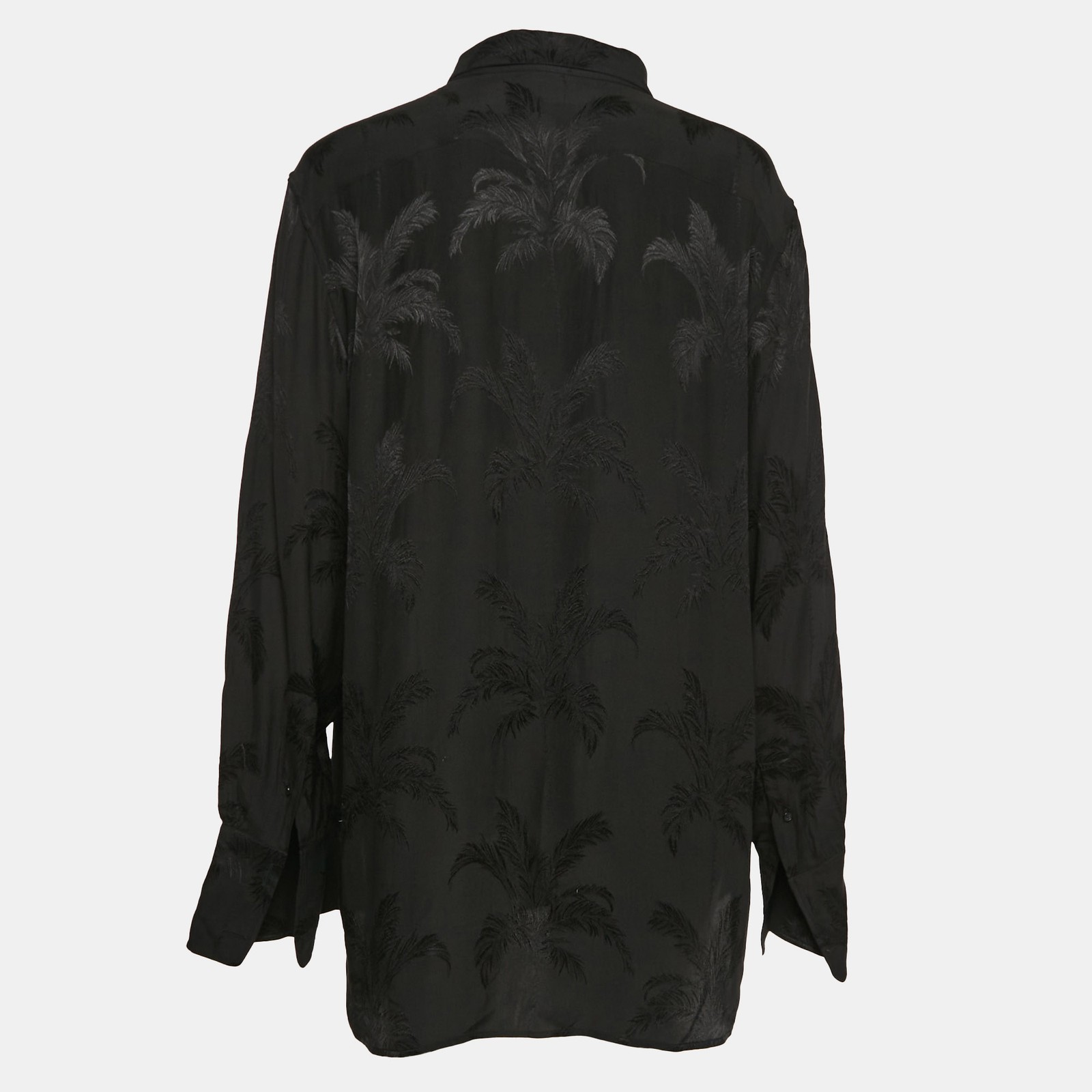 Camicia Saint Laurent Paris nera jacquard seta bottoni davanti M