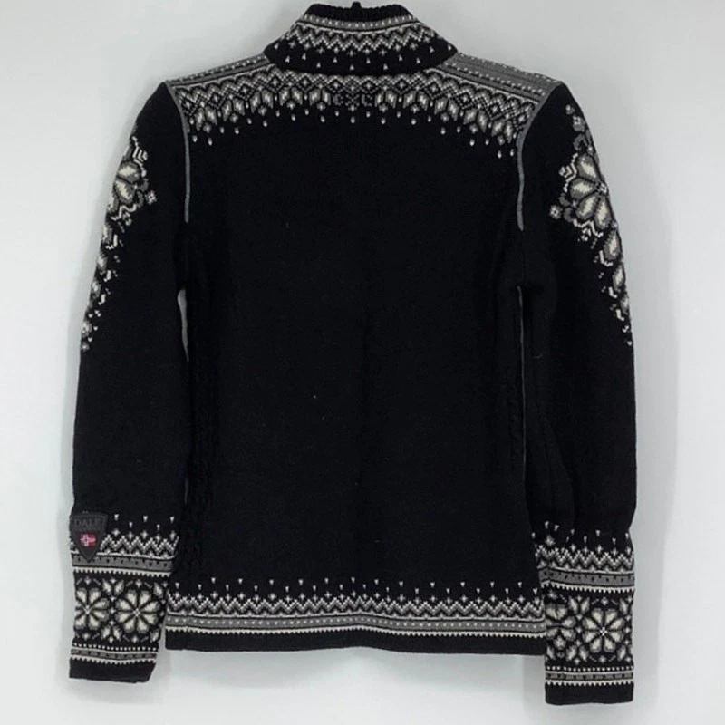 Dale of Norway Sz XS Black White 140th Anniversary Wool Cardigan Zip Up OS32-10 - Image 4 of 4