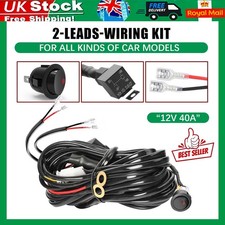 12V 40A LED Work Light Bar Wiring Kit Harness Loom Switch Relay Kit 2 Leads NEW
