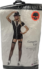 Gangster Girl Adult Women's Alluring 2 piece Costume, Black/White, Large, 12/14