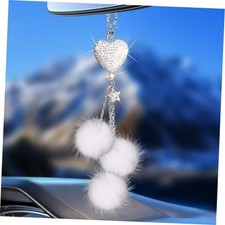 Bling Car Accessories Interior For Women - Girly Crystal Rearview White-heart Bling Car Accessories Interior For Women - Girly Crystal Rearview White-heart