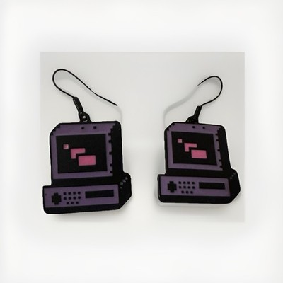 Computer Retro Earrings Hook Dangle Drop Jewelry Nostalgia Gift Purple Y2K