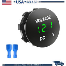 Dc 12v 24v Waterproof Led Digital Voltmeter Gauge Round Panel Mini Color Green Dc 12v 24v Waterproof Led Digital Voltmeter Gauge Round Panel Mini Color Green