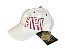 Fiat White Cap One Size Red Embroidered Logo Official Licensed Cotton Hat NWTs