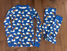Hanna Andersson Kids Pajama Set, Blue Rainbow, Organic Cotton Size 10