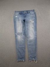 Maurices Blue Stretch Denim Distressed Blue Jean Jeggins Size L Reg READ