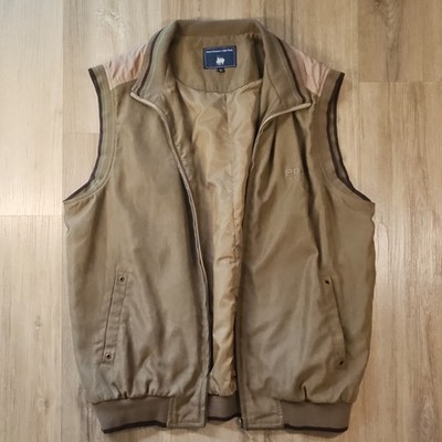 Royal Queen's Polo Team Golf Vest XL Brown Beige Corduroy Zip Sleeveless Pockets