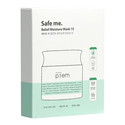 MAKE P:REM Safe Me. Relief Moisture Mask 15, Hydrating Sheet Mask with Natura...