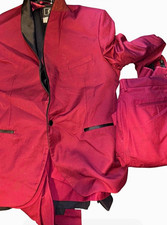 Boltini Italy Style GQ Men’s Burgundy Slim Fit Suit 6 piece set W Suit &’ Pants
