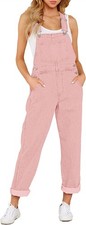 Women s Stretch Denim Overalls Loose Fit Adjustable Bib Jumpsuit Casual Jean