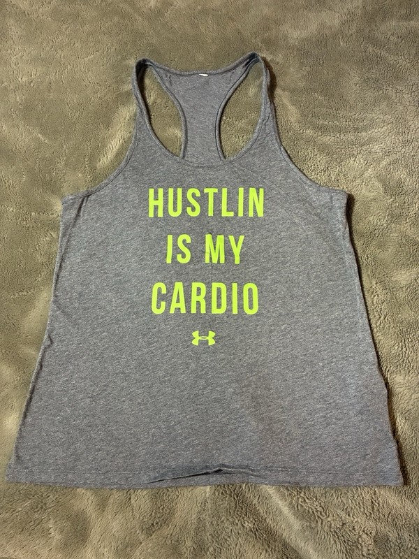 Under Armour Grey “Hustlin” Tank, Size Large