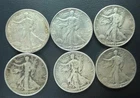 1934-1945 Liberty Walking Half Dollar Silver Coins Lot of 6 Circulated
