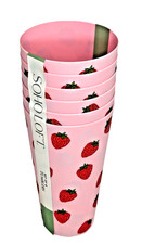 SOHO Loft Strawberry Tumblers Set of 6 Pink 24oz BPA Free Summer Cups