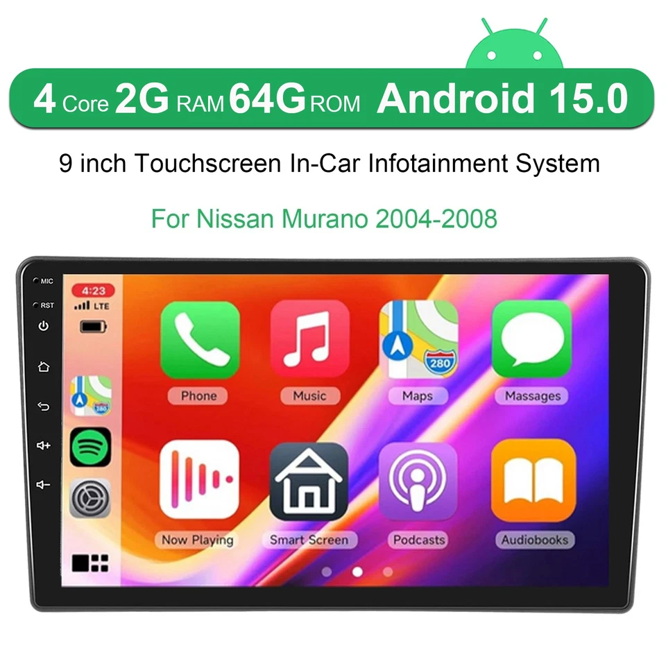Radio estéreo para automóvil para Nissan Murano 2004-2008 Android 15 2+64 GB navegación Carplay Foto 2 de 4