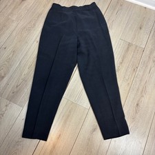 Vintage Ann Taylor Silk Trouser Dress Pants Pleated Navy Blue Luxury Size 12