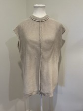 Cream Sleeveless Sweater Vest with Seam Details L