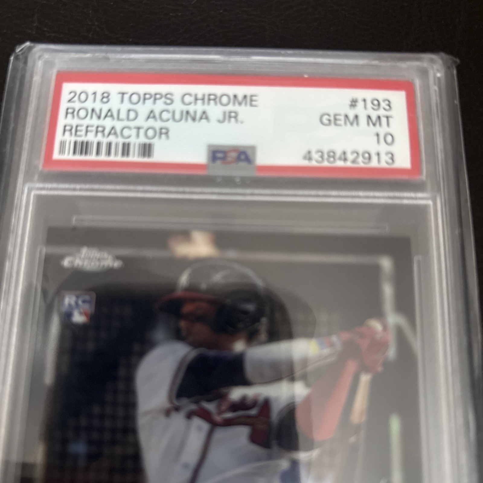 2018 Topps Chrome RONALD ACUNA JR Rookie Refractor #193 PSA 10 view 2