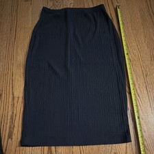 Black Pencil Skirt, Elastic Waist, Knee Length, Size M, Women's