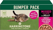 Harringtons Wet Cat Food Pouches Grain Free Hypoallergenic Adult 40 x 85g Meaty 5.17 per kilo