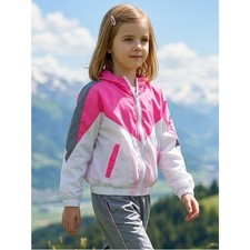 Veste coupe-vent légère zippée intégrale rose fille bambin avec capuche taille 4T neuve avec étiquette