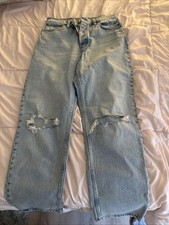 Abercrombie Fitch Jeans Womens 8 The Dad High Rise Light Wash Ripped Button Fly
