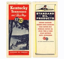 Vintage 1947 Kentucky & Tennessee Road Map – Std. Oil of Kentucky (KYSO)