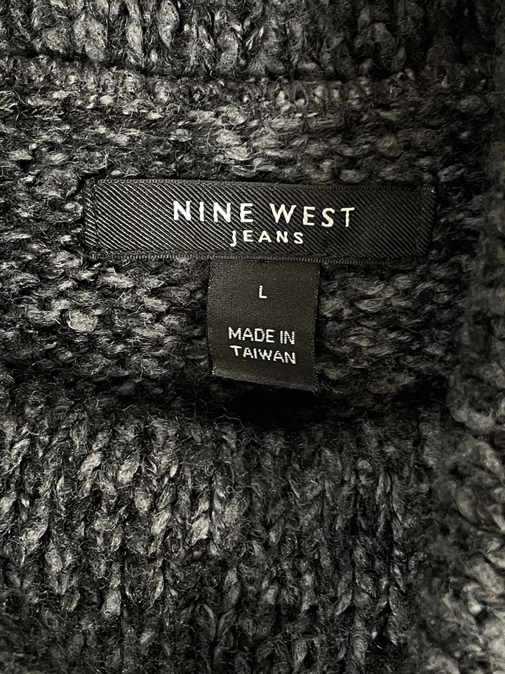 Vestido Suéter Nine West Jeans Para Mujer Talla Grande Gris Sin Mangas Capucha Cuello Foto 3 de 4