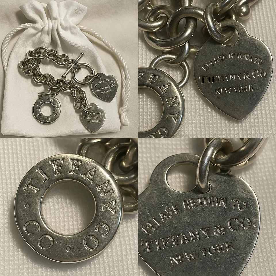 Tiffany & Co. Armband – 925 Silber – Herz & Ring Charm
