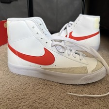 Nike Blazer Mid '77 Unisex Kids GS 7Y White/Orange Shoes Sneakers DA4086-110