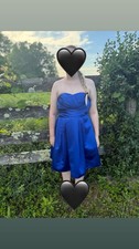 Davids Bridal Blue Strapless Satin Bridesmaid...
