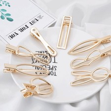 Elegant Gold Duckbill Hair Clips Alligator Clips for Women Multi Shape w/ Card
